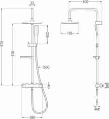 Mexen Kx49 sprchový sloup s termostatickou baterií bílá / zlato (771504091-25)