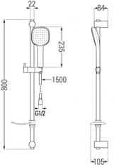 Mexen Df33 posuvný sprchový set, černá (785334582-70)