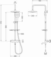 Mexen Kt33-vanová souprava s termostatickou baterií-sprcha, chrom/ bílá (779003393-21)