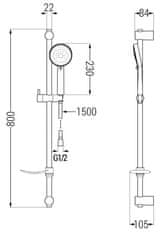 Mexen Df75 posuvný sprchový set, chrom (785754582-00)