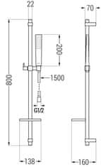 Mexen Dq72 posuvný sprchový set, černá (785724581-70)