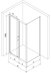 Mexen Apia sprchový kout 100x100, dekor - pruhy, chrom (840-100-100-01-20)