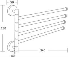 Mexen čtyřramenný držák ručníků, otočný, černá (7039244-70)
