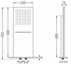 Mexen Vodopád hlavová sprcha slim 50x22 cm černá (79190-70)