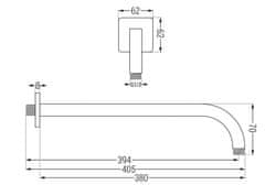 Mexen Sprchové rameno nástěnné, 38 cm, chrom (79113-00)