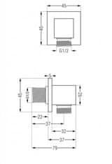 Mexen Vývod sprchy cube, hranatý, chrom (79340-00)