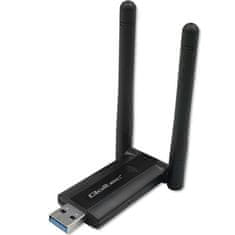 Qoltec Vysokorychlostní bezdrátový USB DUAL Wi-Fi adaptér 2 x 2dBi | Standard AC | USB 3.0 | 1200Mbps