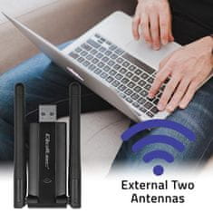 Qoltec Vysokorychlostní bezdrátový USB DUAL Wi-Fi adaptér 2 x 2dBi | Standard AC | USB 3.0 | 1200Mbps