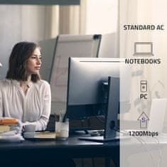 Qoltec Vysokorychlostní bezdrátový USB DUAL Wi-Fi adaptér 2 x 2dBi | Standard AC | USB 3.0 | 1200Mbps