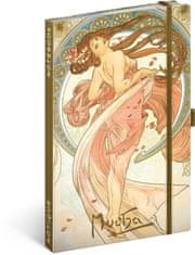 Grooters NOTIQUE Notes Alfons Mucha – Tanec, linkovaný, 13 x 21 cm