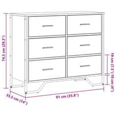 Vidaxl Komoda dub sonoma 91 x 35,5 x 74,5 cm kompozitní dřevo