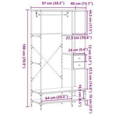 Vidaxl Stojan na oblečení s policemi hnědý dub kompozitní dřevo