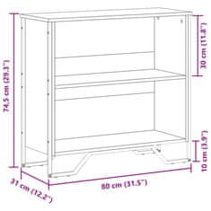 Vidaxl Knihovna hnědý dub 80 x 31 x 74,5 cm kompozitní dřevo