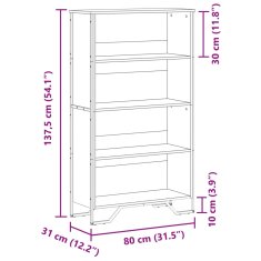 Vidaxl Knihovna dub sonoma 80 x 31 x 137,5 cm kompozitní dřevo