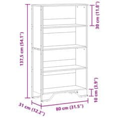 Vidaxl Knihovna hnědý dub 80 x 31 x 137,5 cm kompozitní dřevo