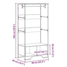 Vidaxl Šatní skříň hnědý dub 90 x 50 x 180 cm kompozitní dřevo