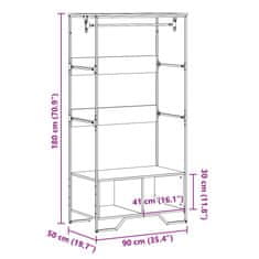 Vidaxl Šatní skříň kouřový dub 90 x 50 x 180 cm kompozitní dřevo