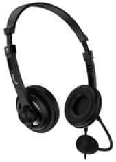 Genius HS-230U, Headset, náhlavní, drátový, s mikrofonem, ovládání hlasitosti, USB-C, černý