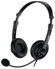 Genius HS-230U, Headset, náhlavní, drátový, s mikrofonem, ovládání hlasitosti, USB-C, černý