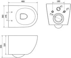 Mexen Mexen Lena rimless WC + SLIM soft-close sedátko, Duroplast, matná černo/zlatá 30224078 - MEXEN