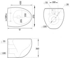 Mexen Mexen Egg rimless WC s pomalým dovíráním tenkým sedátkem, Duroplast, černá matná 30245070 - MEXEN