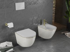 Mexen Mexen Lena závěsný bidet, bílo/zlatý mřížkový vzor - 35224809 - MEXEN