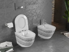 Mexen Mexen Lena rimless WC se štíhlým sedátkem soft-close, Duroplast, bílo/černý vzor 30224095 - MEXEN