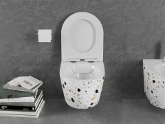 Mexen Mexen Lena rimless WC + SLIM soft-close sedátko, Duroplast, bílý terrazo kámen 30224096 - MEXEN