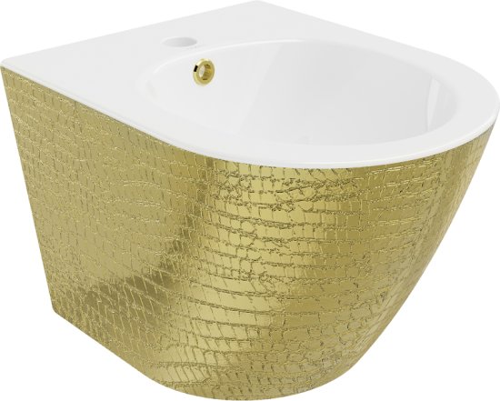 Mexen Mexen Lena závěsný bidet, vzor stupnice bílá/zlatá - 35224808 - MEXEN