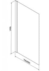 Mexen Alex vanová zástěna 1-wing 70x140 cm, černá vzor fix(893-070-000-70-70)