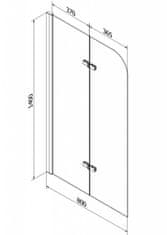 Mexen Felix vanová zástěna 2-wing 80x140 cm, černá (890-080-002-70-00)