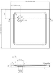 Mexen Flat sprchová vanička čtvercová slim 80 x 80, bílá + zlatý sifon (40108080G)