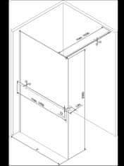 Mexen Kioto sprchová zástěna walk-in s poličkou a držákem ručníků 70 x 200, transparent 8 mm, černá (800-070-121-70-00)