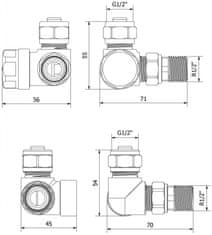 Mexen Axiální radiátorové ventily, černá (W903-000-70)