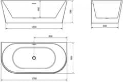 Mexen Oval vana volně stojící rohová 170 x 80 cm, bílá, sifon a přepad bílá (52671708000-20)