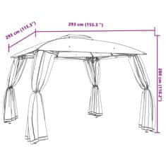 Vidaxl Altán s dvojitou střechou a stěnami antracitový 2,93x2,93m ocel