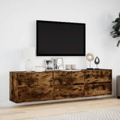 Vidaxl Nástěnná TV skříňka s LED kouřový dub 180 x 31 x 45 cm