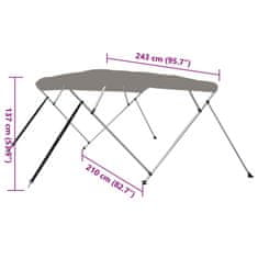 Vidaxl Bimini stříška se 4 oblouky šedá 243x210x137 cm