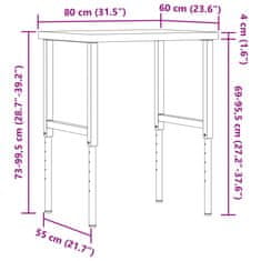 Vidaxl Pracovní stůl 80 x 60 x (73–99,5) cm masivní akácie obdélníkový