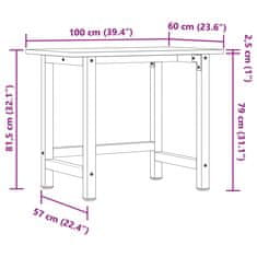 Vidaxl Pracovní stůl 100x60x81,5 cm masivní bukové dřevo obdélníkový