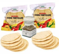 LaProve 2x500g Pravé mexické tortilly s nixtamalem Vegan,Gmo-Free,Gluten Free, držák na taco 19x3x4 cm a mexické oregano sušené na slunci 20g