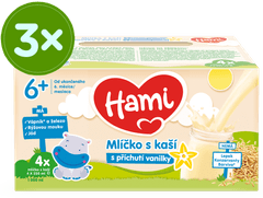 Hami mlíčko s kaší s příchutí vanilky 3x (4x250ml)