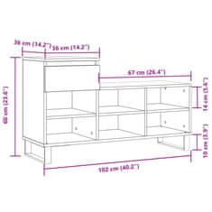 Vidaxl Botník černý 102x36x60 cm kompozitní dřevo