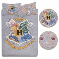 Disney Šedá ložní souprava 230x220cm Hogwarts Harry Potter, certifikát OEKO-TEX