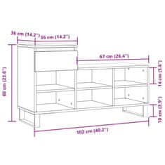 Vidaxl Botník kouřový dub 102x36x60 cm kompozitní dřevo