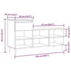 Vidaxl Botník kouřový dub 102x36x60 cm kompozitní dřevo