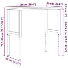 Vidaxl Pracovní stůl tmavě hnědý 100x60x(71,5–98) cm dub obdélníkový