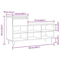 Vidaxl Botník bílý 102x36x60 cm kompozitní dřevo