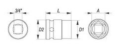 YATO Nástavec 3/4" rázový šestihranný 26 mm CrMo