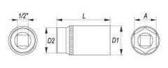 YATO Nástavec 1/2" 13 mm šetihranný hluboký